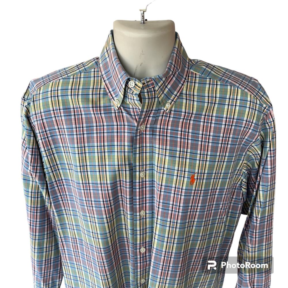 Ralph Lauren Blake Lightweight Cotton Button Down Long Sleeve Plaid Shirt Mens S